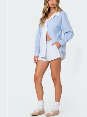 Light Blue Pinstripe Shorts
